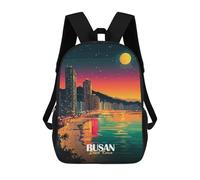 sinyumoney Children's Backpacks Busan South Korea Night Cityscape School Bag 3D Printed Children's School Backpack Fashion Travel Backpacks for Kids School Students 17inch