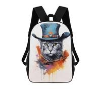 sinyumoney Children's Backpacks Cat As A Cowboy Painting School Bag 3D Printed Children's School Backpack Fashion Travel Backpacks for Kids School Students 17inch
