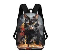 sinyumoney Children's Backpacks Cat Chess Master Painting School Bag 3D Printed Children's School Backpack Fashion Travel Backpacks for Kids School Students 17inch