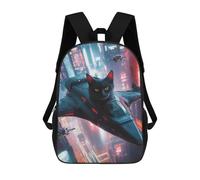 sinyumoney Children's Backpacks Cat in Spacecraft School Bag 3D Printed Children's School Backpack Fashion Travel Backpacks for Kids School Students 17inch
