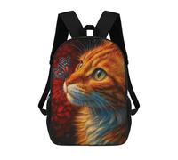 sinyumoney Children's Backpacks Cat with Butterfly on Nose School Bag 3D Printed Children's School Backpack Fashion Travel Backpacks for Kids School Students 17inch