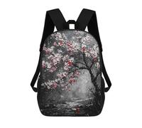 sinyumoney Children's Backpacks Cherry Blossom Tree Painting School Bag 3D Printed Children's School Backpack Fashion Travel Backpacks for Kids School Students 17inch