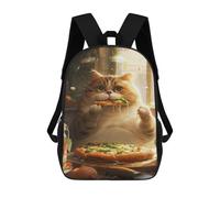 sinyumoney Children's Backpacks Chubby Pizza Cat School Bag 3D Printed Children's School Backpack Fashion Travel Backpacks for Kids School Students 17inch