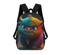 sinyumoney Children's Backpacks Colorful Furry Bull Character School Bag 3D Printed Children's School Backpack Fashion Travel Backpacks for Kids School Students 17inch