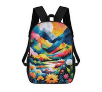 sinyumoney Children's Backpacks Colorful Mountain Landscape School Bag 3D Printed Children's School Backpack Fashion Travel Backpacks for Kids School Students 17inch
