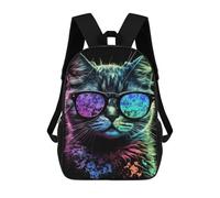 sinyumoney Children's Backpacks CoolCatNumeroTres School Bag 3D Printed Children's School Backpack Fashion Travel Backpacks for Kids School Students 17inch