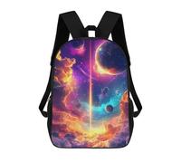 sinyumoney Children's Backpacks Cosmic Beam Neon Space Planets Clouds Nature School Bag 3D Printed Children's School Backpack Fashion Travel Backpacks for Kids School Students 17inch