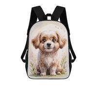 sinyumoney Children's Backpacks Cute Puppy Watercolor School Bag 3D Printed Children's School Backpack Fashion Travel Backpacks for Kids School Students 17inch