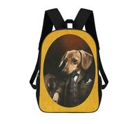 sinyumoney Children's Backpacks Dachshund Gentleman On Gold School Bag 3D Printed Children's School Backpack Fashion Travel Backpacks for Kids School Students 17inch