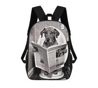 sinyumoney Children's Backpacks Dog Reading Newspaper on Toilet School Bag 3D Printed Children's School Backpack Fashion Travel Backpacks for Kids School Students 17inch