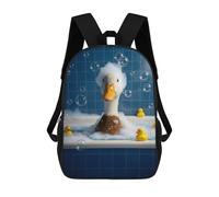 sinyumoney Children's Backpacks Duck in A Bubble Bath School Bag 3D Printed Children's School Backpack Fashion Travel Backpacks for Kids School Students 17inch