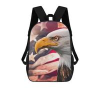 sinyumoney Children's Backpacks Eagle American Flag Background School Bag 3D Printed Children's School Backpack Fashion Travel Backpacks for Kids School Students 17inch