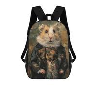 sinyumoney Children's Backpacks Elegant Gentleman Hamster School Bag 3D Printed Children's School Backpack Fashion Travel Backpacks for Kids School Students 17inch