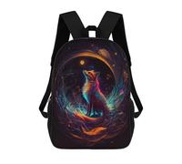 sinyumoney Children's Backpacks Enchanted Fox Gazing at The Moon School Bag 3D Printed Children's School Backpack Fashion Travel Backpacks for Kids School Students 17inch