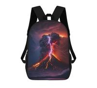 sinyumoney Children's Backpacks Erupting Volcano with Lightning School Bag 3D Printed Children's School Backpack Fashion Travel Backpacks for Kids School Students 17inch