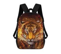 sinyumoney Children's Backpacks Flaming Tiger Artwork -7 School Bag 3D Printed Children's School Backpack Fashion Travel Backpacks for Kids School Students 17inch