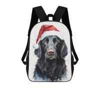 sinyumoney Children's Backpacks Flatcoated Santa Hat Xmas School Bag 3D Printed Children's School Backpack Fashion Travel Backpacks for Kids School Students 17inch