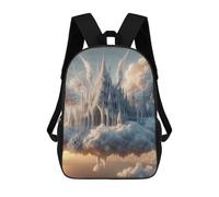 sinyumoney Children's Backpacks Floating Castle in The Clouds School Bag 3D Printed Children's School Backpack Fashion Travel Backpacks for Kids School Students 17inch
