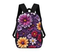 sinyumoney Children's Backpacks Flower Wallpaper Vector School Bag 3D Printed Children's School Backpack Fashion Travel Backpacks for Kids School Students 17inch