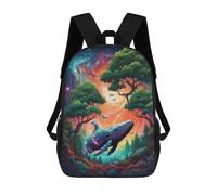 sinyumoney Children's Backpacks Flying Whale School Bag 3D Printed Children's School Backpack Fashion Travel Backpacks for Kids School Students 17inch