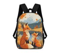 sinyumoney Children's Backpacks Fox Family in Autumn School Bag 3D Printed Children's School Backpack Fashion Travel Backpacks for Kids School Students 17inch