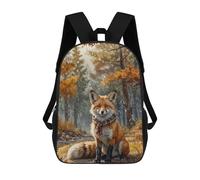 sinyumoney Children's Backpacks Fox in Autumn Woods School Bag 3D Printed Children's School Backpack Fashion Travel Backpacks for Kids School Students 17inch