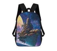 sinyumoney Children's Backpacks Galactic Spaceship Odyssey School Bag 3D Printed Children's School Backpack Fashion Travel Backpacks for Kids School Students 17inch