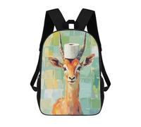 sinyumoney Children's Backpacks Gazelle with Toilet Paper Hat School Bag 3D Printed Children's School Backpack Fashion Travel Backpacks for Kids School Students 17inch