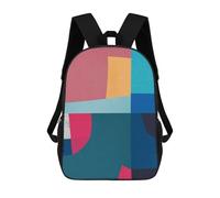 sinyumoney Children's Backpacks Geometric Collage 3 School Bag 3D Printed Children's School Backpack Fashion Travel Backpacks for Kids School Students 17inch