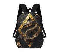 sinyumoney Children's Backpacks Golden Snake Art School Bag 3D Printed Children's School Backpack Fashion Travel Backpacks for Kids School Students 17inch