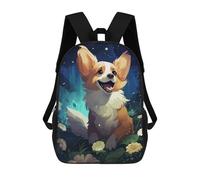 sinyumoney Children's Backpacks Happy Corgi Dog School Bag 3D Printed Children's School Backpack Fashion Travel Backpacks for Kids School Students 17inch