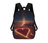 sinyumoney Children's Backpacks Heart of Flowers on Sand School Bag 3D Printed Children's School Backpack Fashion Travel Backpacks for Kids School Students 17inch