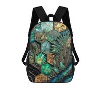 sinyumoney Children's Backpacks Hexagonal Harmony Kintsugi Art School Bag 3D Printed Children's School Backpack Fashion Travel Backpacks for Kids School Students 17inch