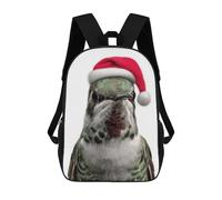 sinyumoney Children's Backpacks Hummingbird Wearing A Santa Hat School Bag 3D Printed Children's School Backpack Fashion Travel Backpacks for Kids School Students 17inch