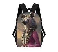 sinyumoney Children's Backpacks Hyena in Pink Armor School Bag 3D Printed Children's School Backpack Fashion Travel Backpacks for Kids School Students 17inch