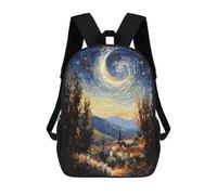 sinyumoney Children's Backpacks Impressionist Inspired Starry Night School Bag 3D Printed Children's School Backpack Fashion Travel Backpacks for Kids School Students 17inch