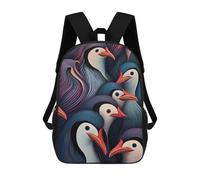 sinyumoney Children's Backpacks Intense Penguins Gaze School Bag 3D Printed Children's School Backpack Fashion Travel Backpacks for Kids School Students 17inch