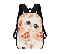 sinyumoney Children's Backpacks Kawaii Cat Meets Cheesy Pizza Bliss School Bag 3D Printed Children's School Backpack Fashion Travel Backpacks for Kids School Students 17inch
