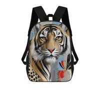 sinyumoney Children's Backpacks Kids Abstract Tiger Art Print School Bag Boys Backpack Travel Bag Student Schoolbag Book Stationery Bag School Bags 17inch