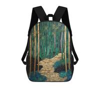 sinyumoney Children's Backpacks Kids Bamboo Forest Mosaic School Bag Boys Backpack Travel Bag Student Schoolbag Book Stationery Bag School Bags 17inch