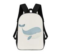 sinyumoney Children's Backpacks Kids Blue Whale Watercolor Illustration School Bag Boys Backpack Travel Bag Student Schoolbag Book Stationery Bag School Bags 17inch