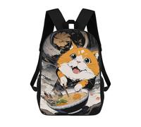 sinyumoney Children's Backpacks Kids Cat And Noodle Ramen School Bag Boys Backpack Travel Bag Student Schoolbag Book Stationery Bag School Bags 17inch