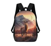 sinyumoney Children's Backpacks Kids Deer Sunset Mountains School Bag Boys Backpack Travel Bag Student Schoolbag Book Stationery Bag School Bags 17inch