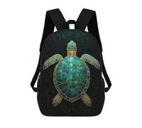 sinyumoney Children's Backpacks Kids Emerald Turtle with Golden Accents School Bag Boys Backpack Travel Bag Student Schoolbag Book Stationery Bag School Bags 17inch