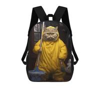 sinyumoney Children's Backpacks Kids Fat Cat Cleaning Bathroom School Bag Boys Backpack Travel Bag Student Schoolbag Book Stationery Bag School Bags 17inch