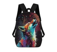 sinyumoney Children's Backpacks Kids Fox Howl Animal School Bag Boys Backpack Travel Bag Student Schoolbag Book Stationery Bag School Bags 17inch