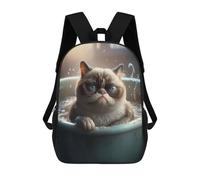 sinyumoney Children's Backpacks Kids Grumpy Cat Meme Bathtub School Bag Boys Backpack Travel Bag Student Schoolbag Book Stationery Bag School Bags 17inch