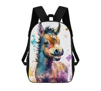 sinyumoney Children's Backpacks Kids Horse Watercolor Sketch School Bag Boys Backpack Travel Bag Student Schoolbag Book Stationery Bag School Bags 17inch