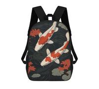sinyumoney Children's Backpacks Kids Japanese Koi Fish School Bag Boys Backpack Travel Bag Student Schoolbag Book Stationery Bag School Bags 17inch