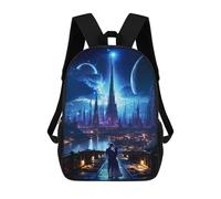 sinyumoney Children's Backpacks Kids Love City Romance Night School Bag Boys Backpack Travel Bag Student Schoolbag Book Stationery Bag School Bags 17inch